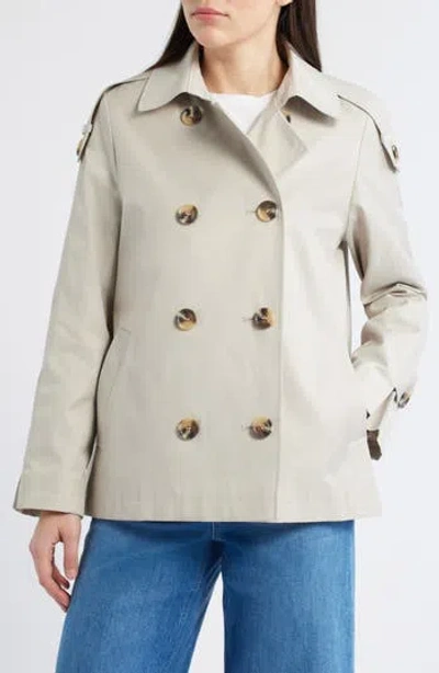 Sam Edelman Double Breasted Water Repellent Swing Jacket In Birch