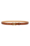 Sam Edelman Double E Logo Slim Leather Belt In Tan