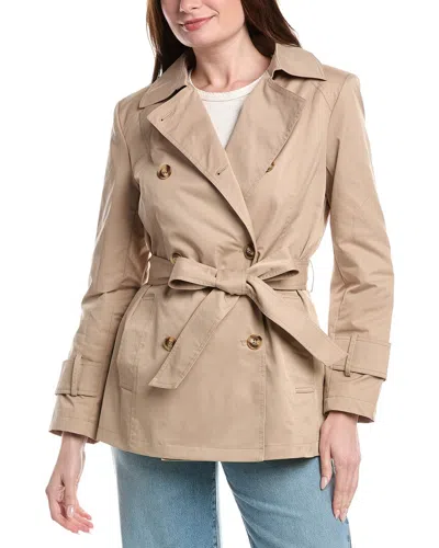 Sam Edelman Double-breasted Short Trench Coat In Neutral