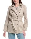 Sam Edelman Double-breasted Short Trench Coat In Neutral