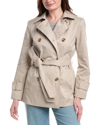 Sam Edelman Double-breasted Short Trench Coat In Neutral