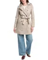 Sam Edelman Double-breasted Short Trench Coat In Gray
