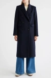 Sam Edelman Doubled Breasted Wool Blend Military Coat In Black