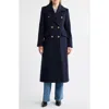 Sam Edelman Doubled Breasted Wool Blend Military Coat In Blue