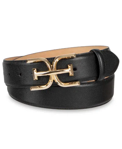 Sam Edelman Double-e Logo Plaque Belt In Black,black