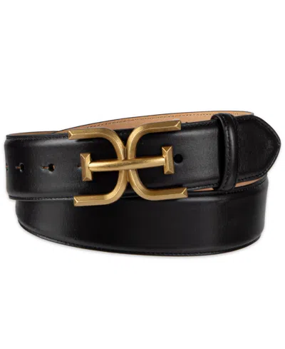 Sam Edelman Double-e Logo Plaque Belt In Metallic