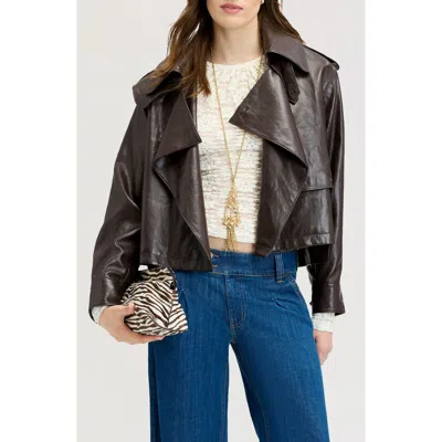 Sam Edelman Draped Faux Leather Jacket In Brown