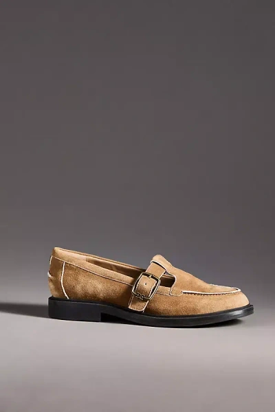 Sam Edelman Elaina T-strap Buckle Loafers In Brown