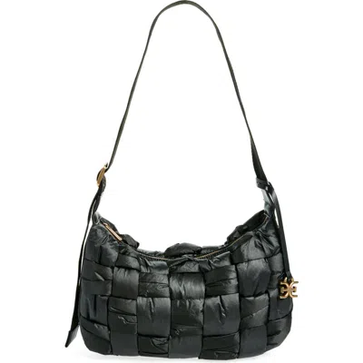 Sam Edelman Elcie Woven Hobo Bag In Black