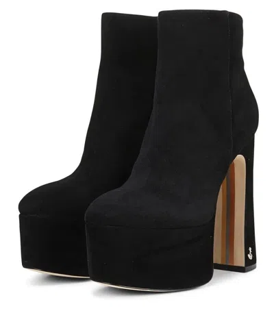 Sam Edelman Eli Dress Boots Womens Black Suede Ankle Platform Jobb1239