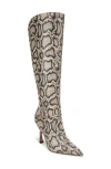 Sam Edelman Elia Pointed Toe Knee High Boot Roccia Grey Snake Print In Gray