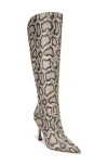Sam Edelman Elia Pointed Toe Knee High Boot Roccia Grey Snake Print In Roccia
