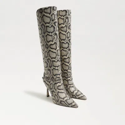 SAM EDELMAN SAM EDELMAN ELIA WIDE CALF POINTED TOE KNEE HIGH BOOT ROCCIA SNAKE EMBOSSED LEATHER
