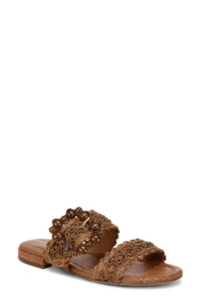 Sam Edelman Elisa Slide Sandal Dark Natural Raffia In Beige