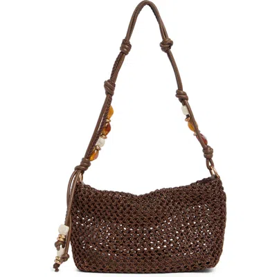 Sam Edelman Ellina Beaded Shoulder Bag In Dark Brown