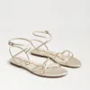 Sam Edelman Ellina Strappy Flat Sandal Modern Ivory Luxe Satin In White