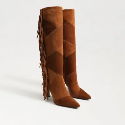 Sam Edelman Ellis Knee High Fringe Boot Frontier /harvest Brown Suede In Multi