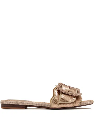 Sam Edelman Embellished Buckle-detail Sandals In Gold