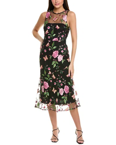 Sam Edelman Embroidered Butterfly Rose Midi Dress In Black