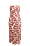 Sam Edelman Embroidered Rose Midi Sheath Cocktail Dress In Animal Print