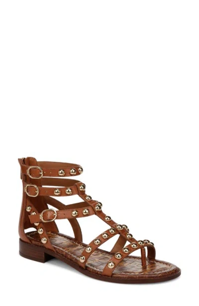 Sam Edelman Estella Studded Gladiator Sandal Rich Cognac Leather In Brown