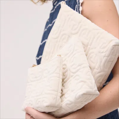 Sam Edelman Ethyl 3-piece Travel Pouch Set Ivory Nylon In White