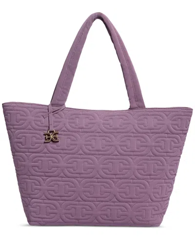 Sam Edelman Ethyl Quilted Logo Top Zip Extra Large Handbag In Purple
