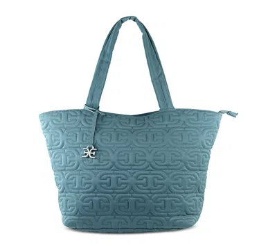 Sam Edelman Ethyl Top Zip Medium East West Tote In Denim Blue