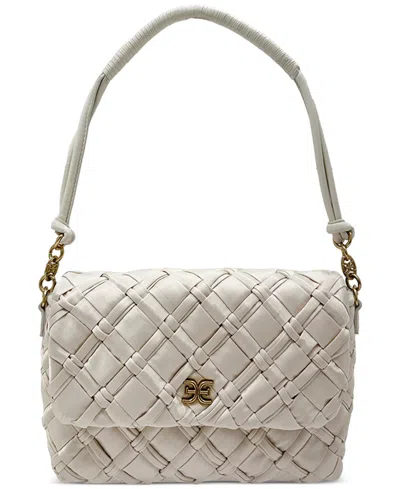 Sam Edelman Evelyn Woven Leather Small Flap Shoulder Bag In Cream