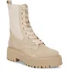 Sam Edelman Lydell Womens Mixed Media Lace Up Ankle Boots In Beige