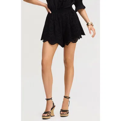 Sam Edelman Eyelet Cotton Shorts In Black