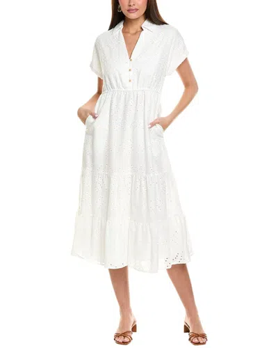 Sam Edelman Floral Eyelet Midi Dress In White