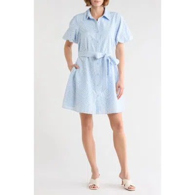 Sam Edelman Eyelet Puff Sleeve Shirtdress In Blue