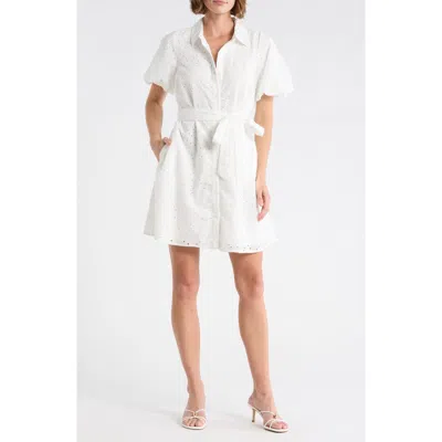 Sam Edelman Eyelet Puff Sleeve Shirtdress In Gray