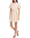 Sam Edelman Embroidered Eyelet Puff Sleeve Shirtdress In Beige