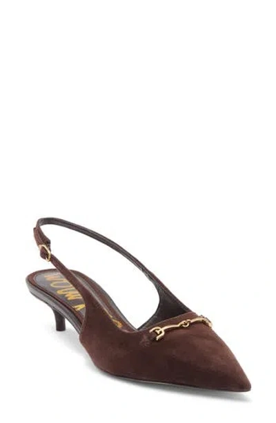 Sam Edelman Farrah Kitten Heel Pointed Toe Slingback Pump In Brown