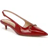 Sam Edelman Farrah Kitten Heel Pointed Toe Slingback Pump In Red Mahogany