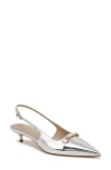 Sam Edelman Farrah Kitten Heel Pointed Toe Slingback Pump In Soft Silver