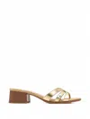 Sam Edelman Farrin Block Heel Sandal In Gold