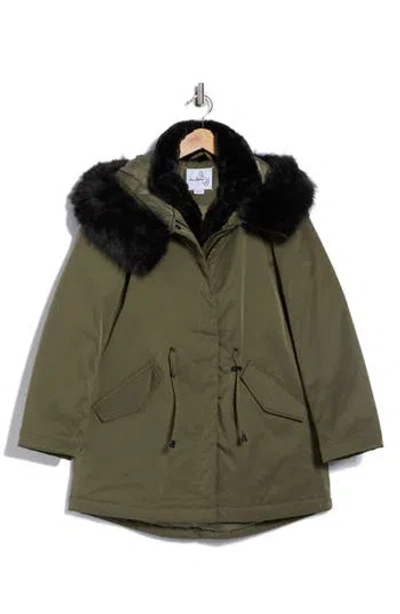 Sam Edelman Faux Fur Bib Hooded Insulated Jacket In Green