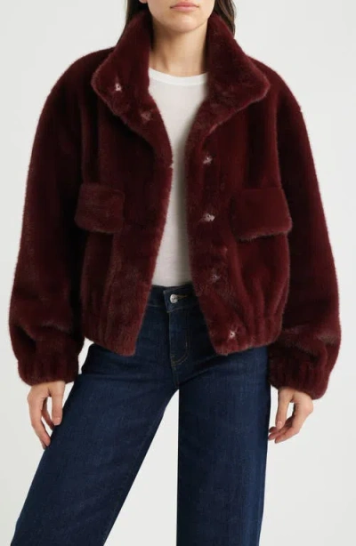 Sam Edelman Faux Fur Bomber Jacket In Burgundy
