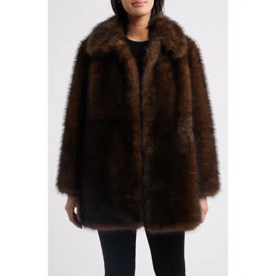 Sam Edelman Faux Fur Coat In Brown