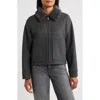 Sam Edelman Faux Fur Collar Zip-up Jacket In Gray