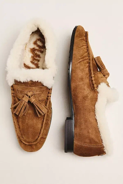 Sam Edelman Faux Fur Lined Moccasin Loafers In Brown