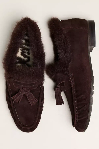 Sam Edelman Faux Fur Lined Moccasin Loafers In Brown