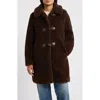 Sam Edelman Faux Fur Toggle Coat In Brown