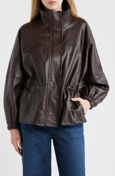 Sam Edelman Faux Leather Anorak In Brown