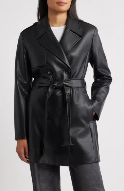 Sam Edelman Faux Leather Trench Coat In Black