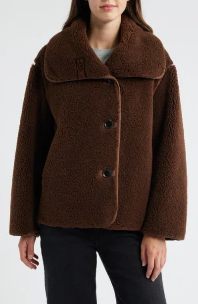 Sam Edelman Faux Shearling Jacket In Brown
