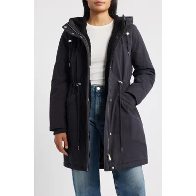 Sam Edelman Faux Shearling Lined Anorak In Black